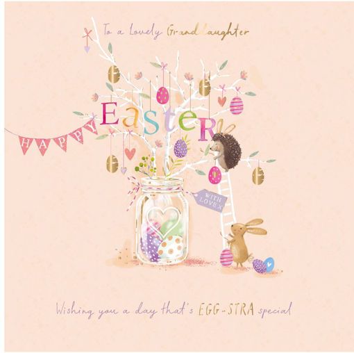 Picture of TO A LOVELY GRANDDAUGHTER EASTER CARD PEACH W/EGG TREE